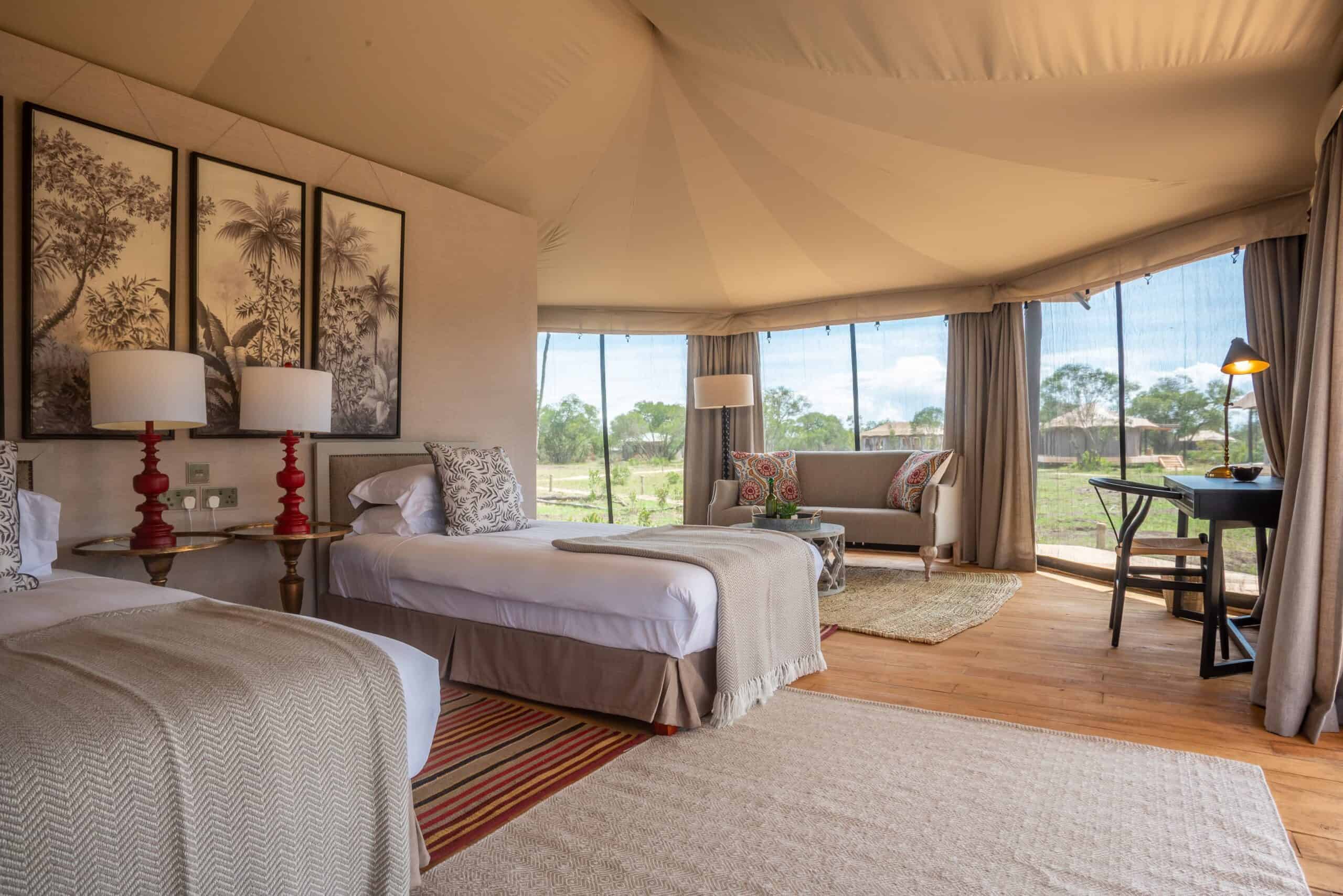 the river camp luxury suite bed